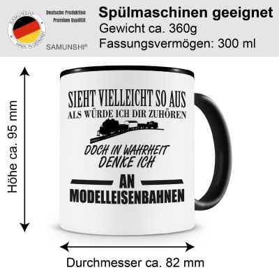 Tasse mit dem Motiv Ich denke an Modelleisenbahnen - Ansicht 2