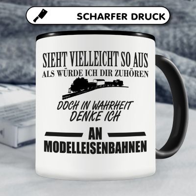 Tasse mit dem Motiv Ich denke an Modelleisenbahnen - Ansicht 5
