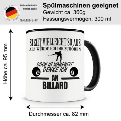 Tasse mit dem Motiv Ich denke an Billard Tasse