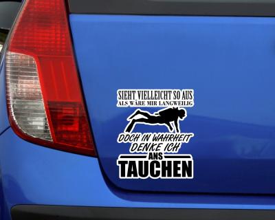 Ich denke ans Tauchen Schriftzug Aufkleber