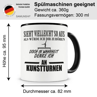 Tasse mit dem Motiv Ich denke an Kunstturnen Tasse