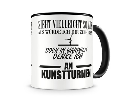 Tasse mit dem Motiv Ich denke an Kunstturnen Tasse