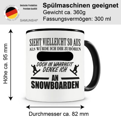 Tasse mit dem Motiv Ich denke an Snowboarden - Ansicht 2