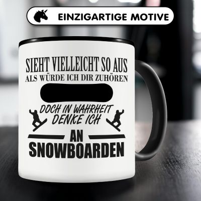 Tasse mit dem Motiv Ich denke an Snowboarden - Ansicht 3
