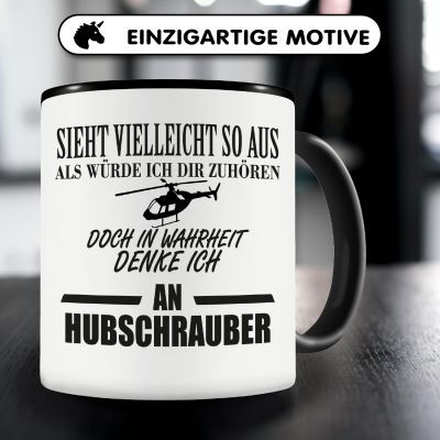 Tasse mit dem Motiv Ich denke an Hubschrauber - Ansicht 3