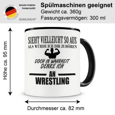 Tasse mit dem Motiv Ich denke an Wrestling Tasse