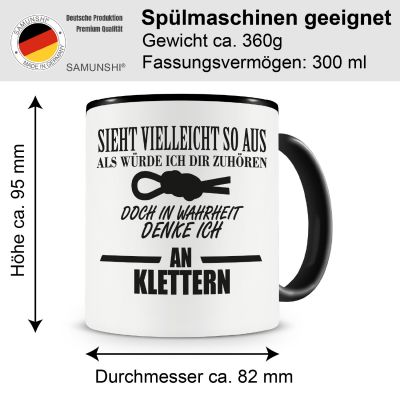 Tasse mit dem Motiv Ich denke an Klettern Tasse