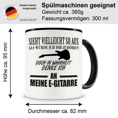 Tasse mit dem Motiv Ich denke an meine E-Gitarre Tasse