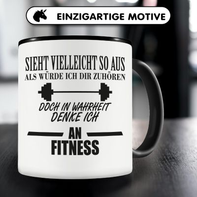 Tasse mit dem Motiv Ich denke an Fitness - Ansicht 3