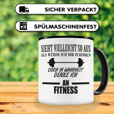 Tasse mit dem Motiv Ich denke an Fitness - Ansicht 4