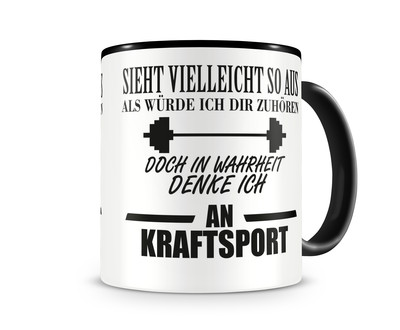 Tasse mit dem Motiv Ich denke an Kraftsport - Ansicht 1
