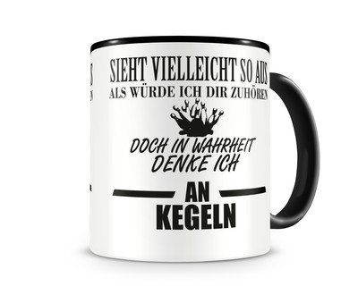 Tasse mit dem Motiv Ich denke an Kegeln