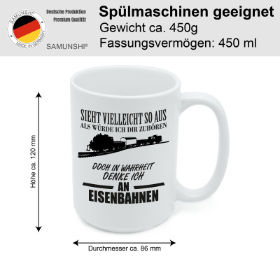 XXL Tasse mit dem Motiv Ich denke an Eisenbahnen - Ansicht 2