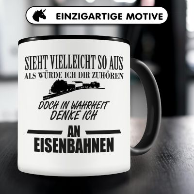 Tasse mit dem Motiv Ich denke an Eisenbahnen - Ansicht 3
