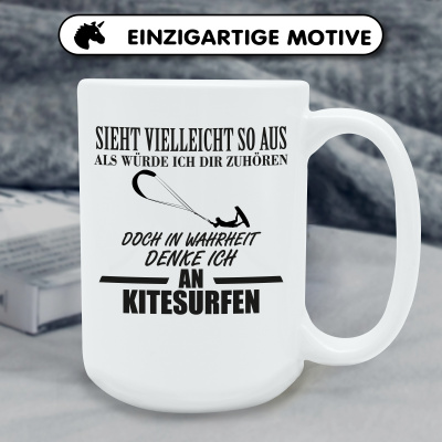 XXL Tasse mit dem Motiv Ich denke an Kitesurfen - Ansicht 6