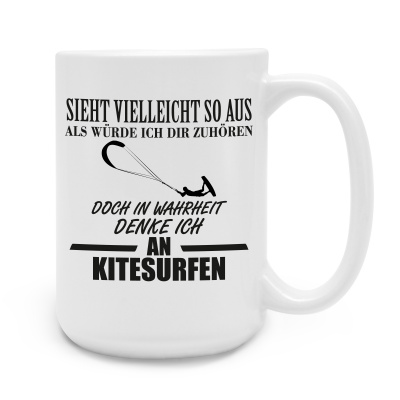 XXL Tasse mit dem Motiv Ich denke an Kitesurfen