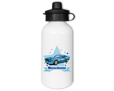 Trinkflasche bedruckt mit dem Motiv Blaues Auto