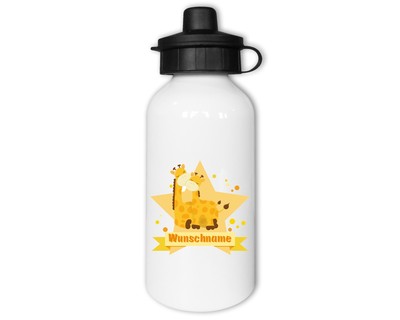 Trinkflasche bedruckt mit dem Motiv Kuschelnde Giraffen