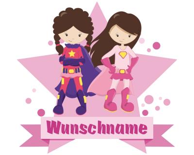 Buntes Wandtattoo Trschild "Superhelden Girls"