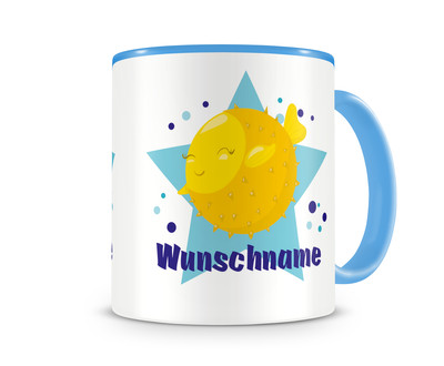 Tasse mit einem lustigem Kugelfisch als Motiv