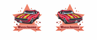 Trinkflasche bedruckt mit dem Motiv Rotes Muscle Car - Ansicht 2