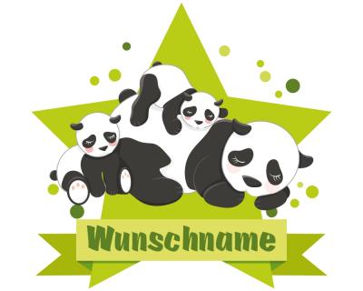 Buntes Wandtattoo Trschild "Kuschelnde Panda Bren"