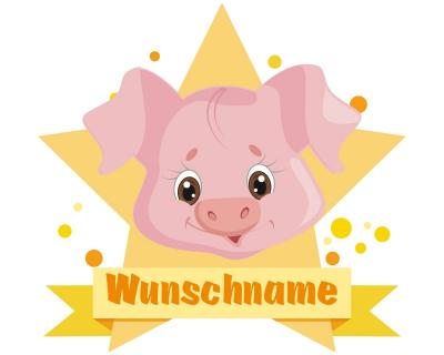 Buntes Wandtattoo Trschild "Schwein"