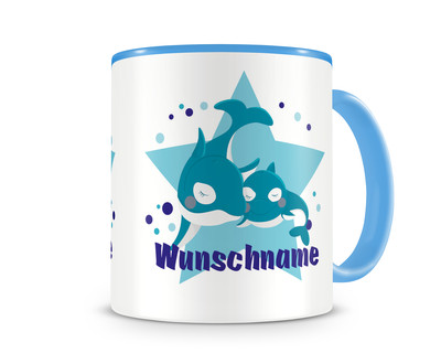 Tasse mit kuschelnden Walen als Motiv