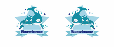 Trinkflasche bedruckt mit dem Motiv Kuschelnde Wale - Ansicht 2