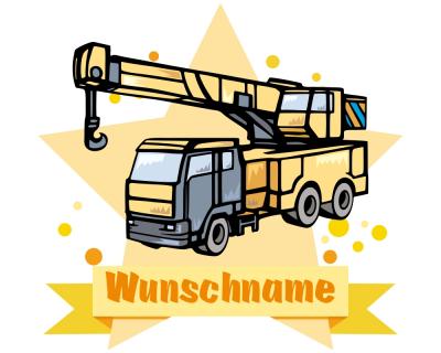 Buntes Wandtattoo Trschild "Kranwagen"