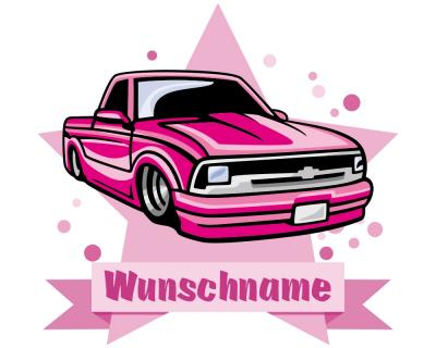 Buntes Wandtattoo Trschild "Pinkes Auto"