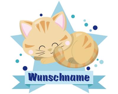 Buntes Wandtattoo Trschild "Schlafende Katze"