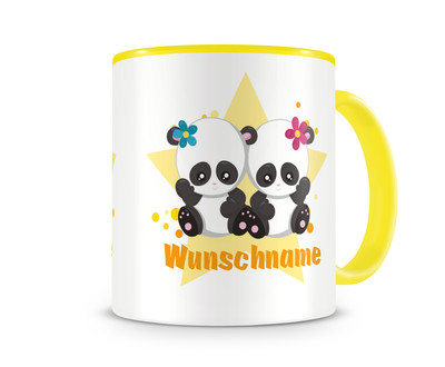 Tasse mit zwei Pandas als Motiv