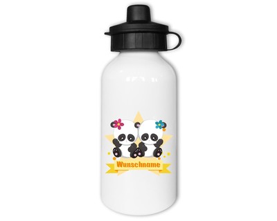 Trinkflasche bedruckt mit dem Motiv Zwei Pandas