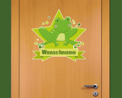 Buntes Wandtattoo Trschild  Frosch 