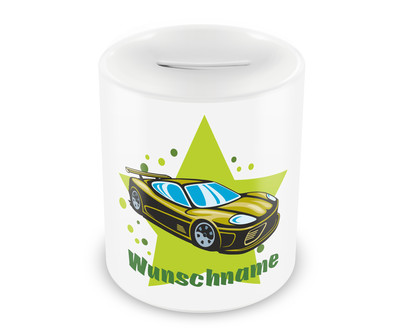 Spardose mit einem coolen Auto als Motiv