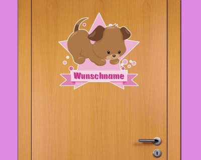 Buntes Wandtattoo Trschild  Se Welpe 