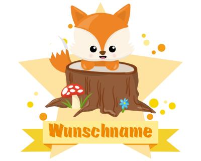 Buntes Wandtattoo Türschild "Süßer Fuchs"