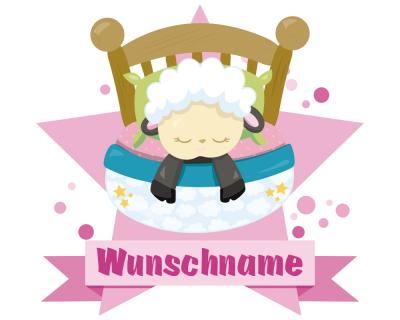 Buntes Wandtattoo Trschild  Schlafendes Schaf 