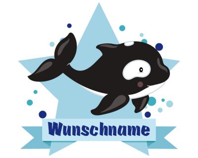Buntes Wandtattoo Trschild  Ser Orca 