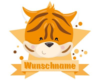 Buntes Wandtattoo Trschild  Ser Tiger 