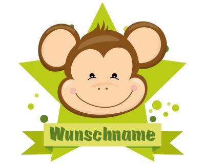 Buntes Wandtattoo Trschild  Ser Affe 