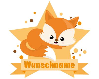 Knuffiger Fuchs Aufkleber mit Namen