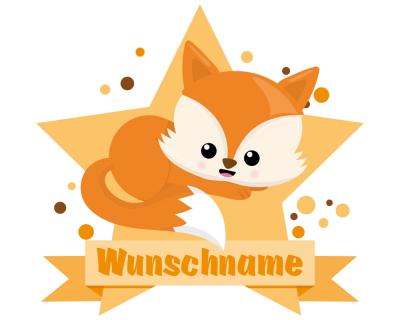 Buntes Wandtattoo Trschild  Knuffiger Fuchs 