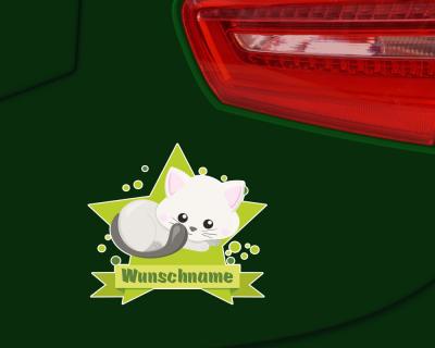 Knuffige Katze Aufkleber mit Namen