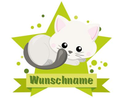 Wandtattoo Katze mit Wunschname