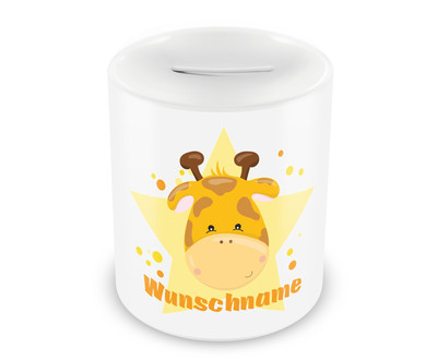 Spardose mit einer sen Giraffe als Motiv