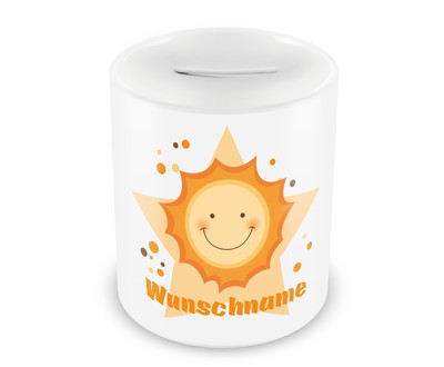 Spardose mit einer Sonne als Motiv
