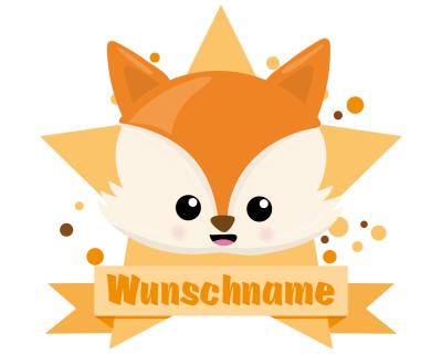 Buntes Wandtattoo Trschild  Fuchs 