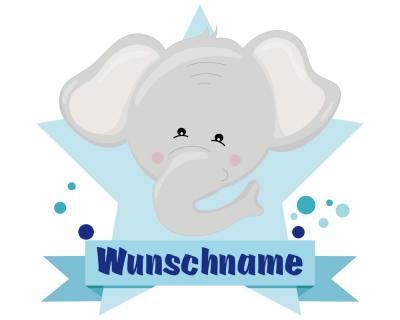 Buntes Wandtattoo Trschild  Lustiger Elefant 
